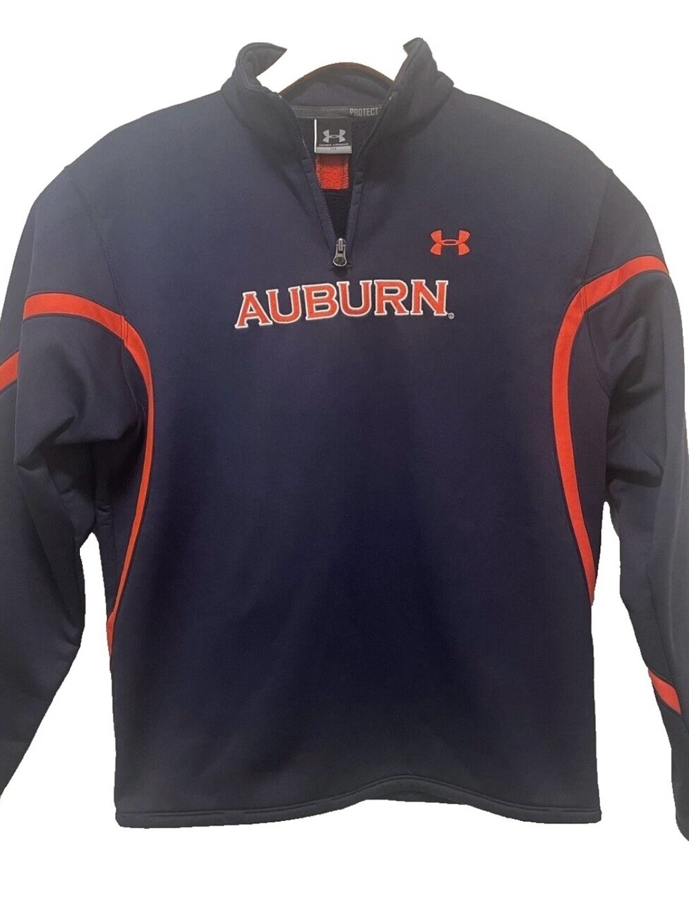Auburn Tigers War Eagle Men's SMALL 1/4 Zip Pullover Under Armour Fleece Lined